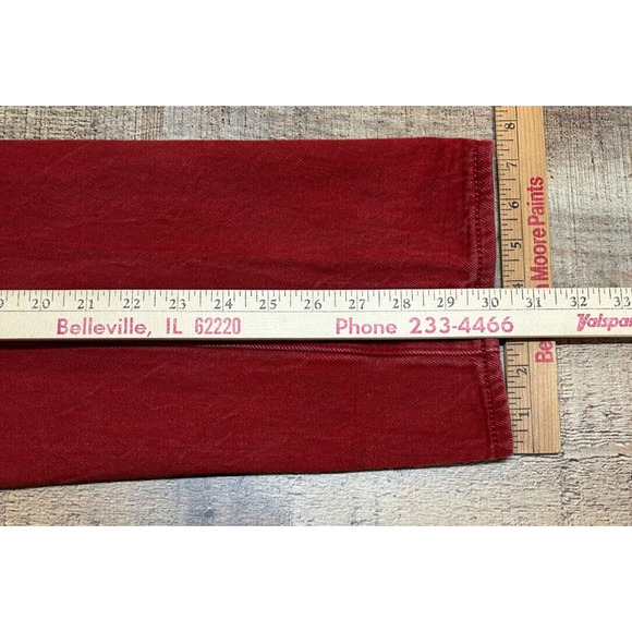 Levis 501 Jeans Mens 32X32 Red Denim Measures 30X30 Button Fly Straight Leg - Picture 5 of 8